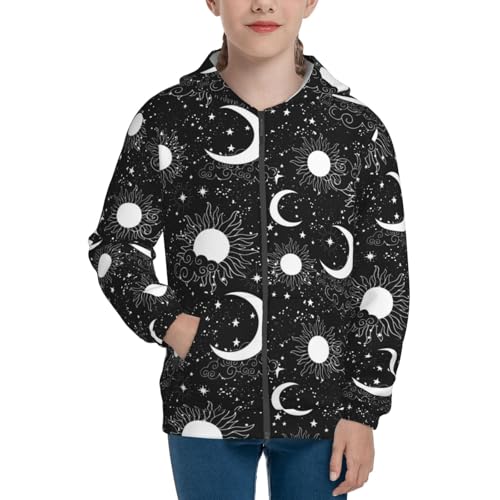 Crescent and Stars Kids Pullover Hoodies Boys Zip Up Sweatshirts Girls Athletic Clothes with Pocket3