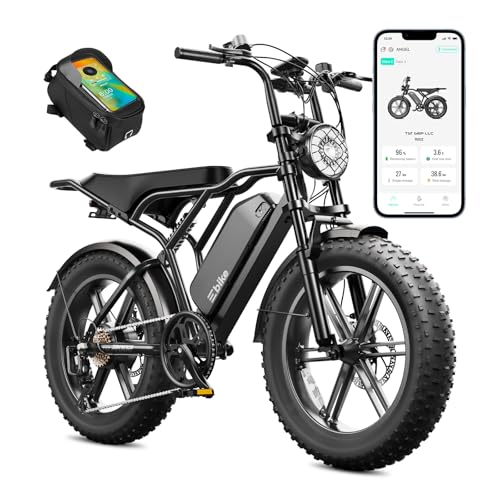 TST Electric Bike for Adults, 1500W Peak Brushless Motor 28 MPH 100 Miles Fat Tire E Bike with 48V 15Ah Removable Battery 20" Electric Bike Dual Suspension and Cycling Bag UL 2849 Certified