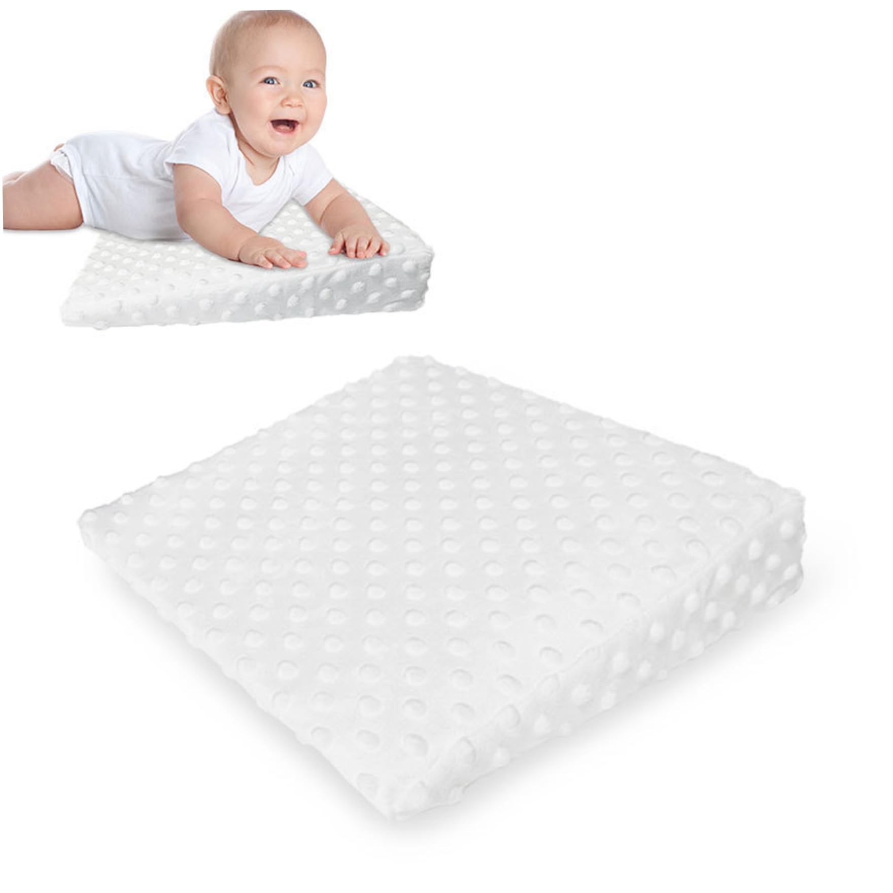Yaoliucp Almohada de cuña para bebés para recién Nacido, Almohada ergonómica Anti reflujo recién Nacido, cojín Blanco 16x13x3, Adecuado para Alimentar a Las Botellas, Dormir, amamantar