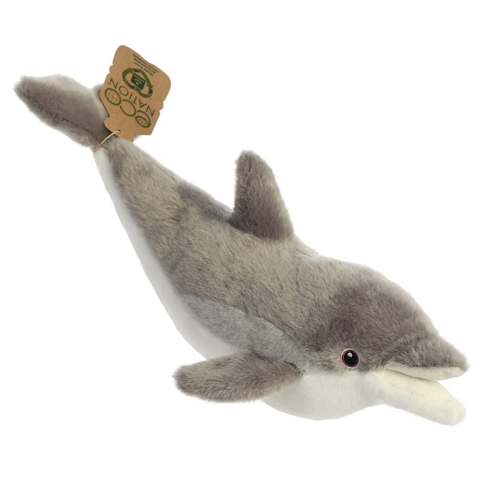 Aurora, 35020, Eco Nation Dolphin, 15In, Recycled Soft Toy, Grey & White