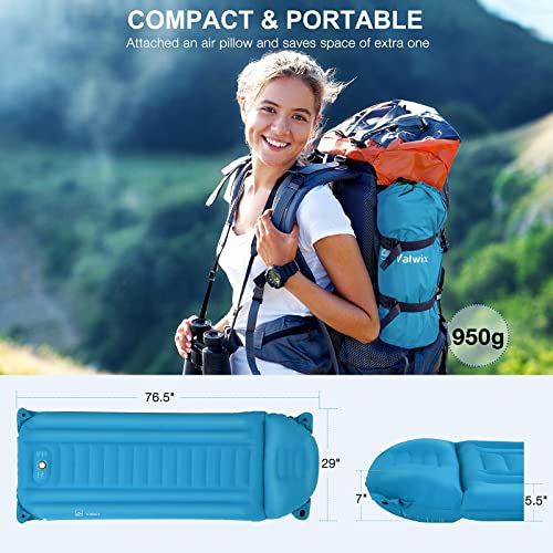Valwix 5.5In Sleeping Pad For Camping, Camping Mattress W/Built In Air Pillow & Pump, Lightweight & Waterproof Camping Pads For Sleeping, Sleeping Mat Camping For Adults, Self Inflating Sleeping Pad #TOP3