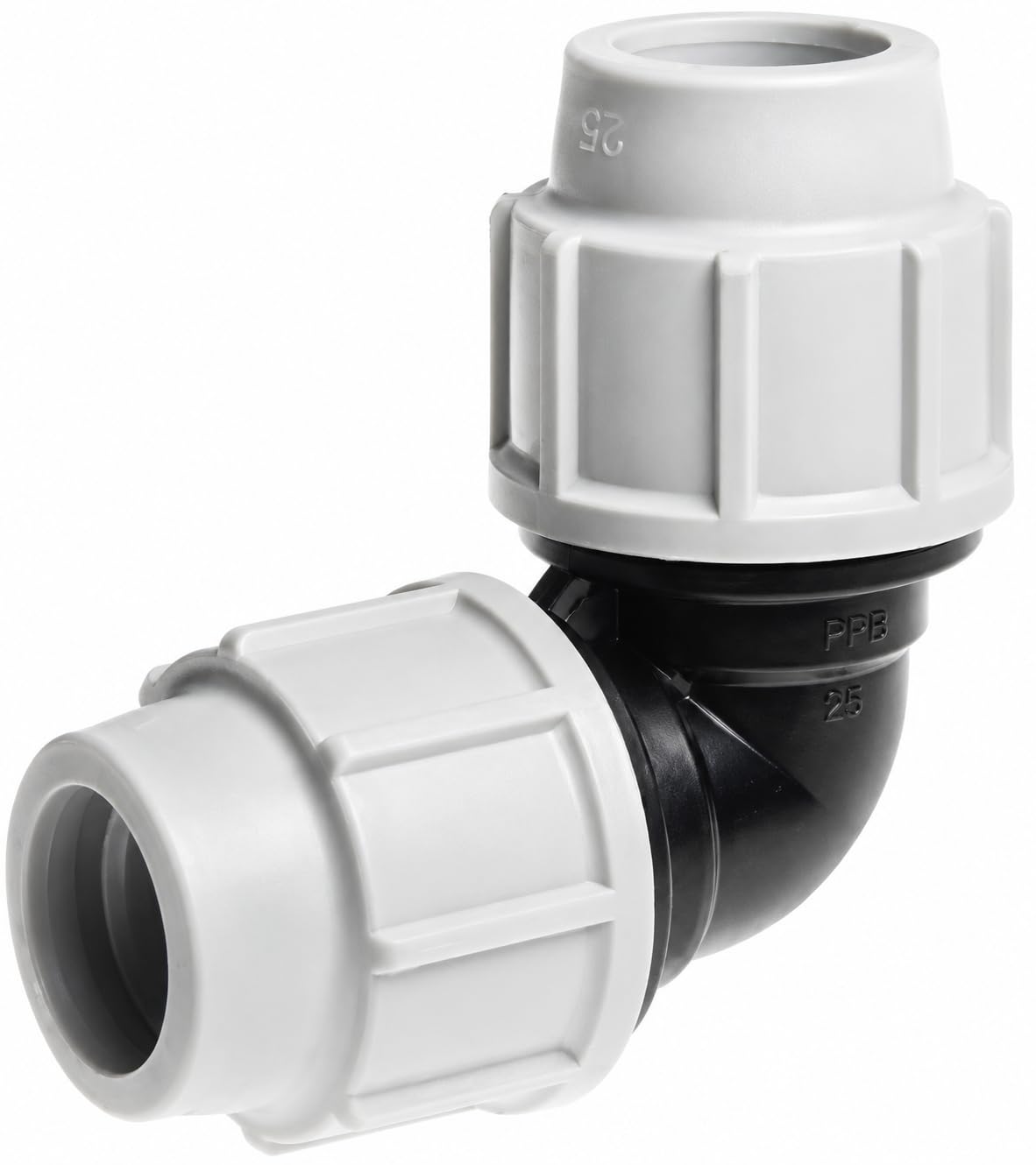Hawk Heating 25mm MDPE Compression Elbow 90°, Water Pipe Connector, WRAS Approved, Compatible with Plasson 7050 Mechanical Pipe Fitting