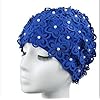 Swimming cap HLCuoio Cucito A Mano Petali Stile Cappuccio Nuoto Cappuccio Lunghi Cappello da Bagno Senza Fiato, Blue,Blue