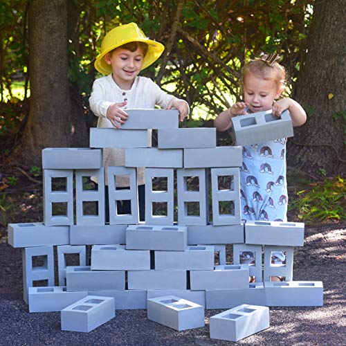 Playlearn Foam Building Blocks for Kids - 40 Pack - Jumbo Size (Not Life Size) Extra-Thick Cinder Block, Builders Set for Construction and Stacking - Thumbnail 5