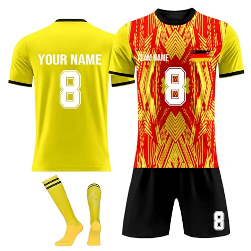Genérico Camiseta Futbol Personalizada,Personalizadas Conjunto de Camiseta Hombre Infantil Equipacion Conjunto,Niños Adultos con tu Nombre, número