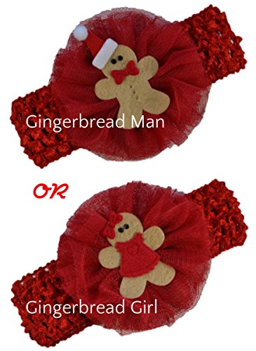 Baby and Toddler Girls Felt Gingerbread Holiday Crochet Headband - Fits Ages Newborn to 5 Years4