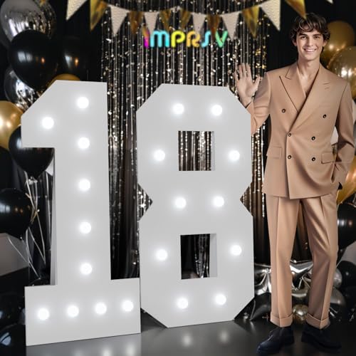 4FT Marquee Numbers 18, Large Light up Numbers 18th Birthday Decorations