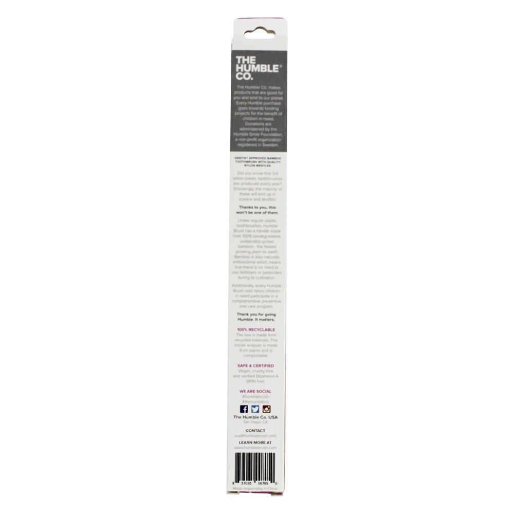 Humble Brush Cepillo de dientes de bambú para adultos violeta medio 4 pieza