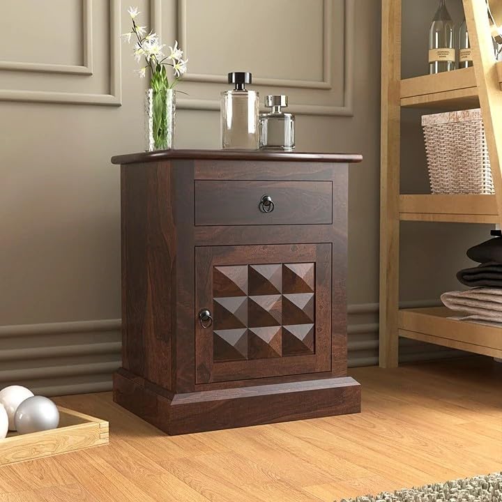 SHREE NATURAL Solid Sheesham Wood Bedside Table for Bedroom with 1 Drawer &1 Door Storage for Bedroom | Wooden Bed Side Tables for Bedroom| Nightstand Side Table for Bedroom. (D-Walnut)-picture-19