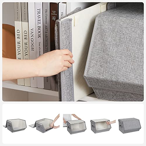 SONGMICS-Storage-Bins-with-Lids-Set-of-4-Dorm-Storage-Bins-Collapsible-Storage-Cubes-with-Magnetic-Closures-a-Semi-Open-Front-Lid-Can-Stay-Open-after-Stacked-up-Gray-URLB22GY