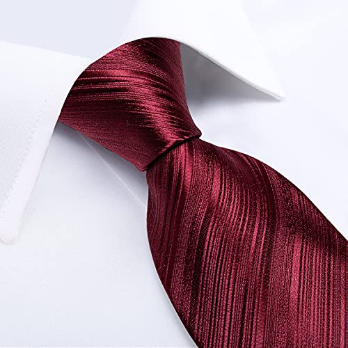 Image of DiBanGu Mens Silk Necktie Solid Color Tie and Pocket Square Cufflink Tie Clip Set Woven Plain Ties for Men Wedding Party