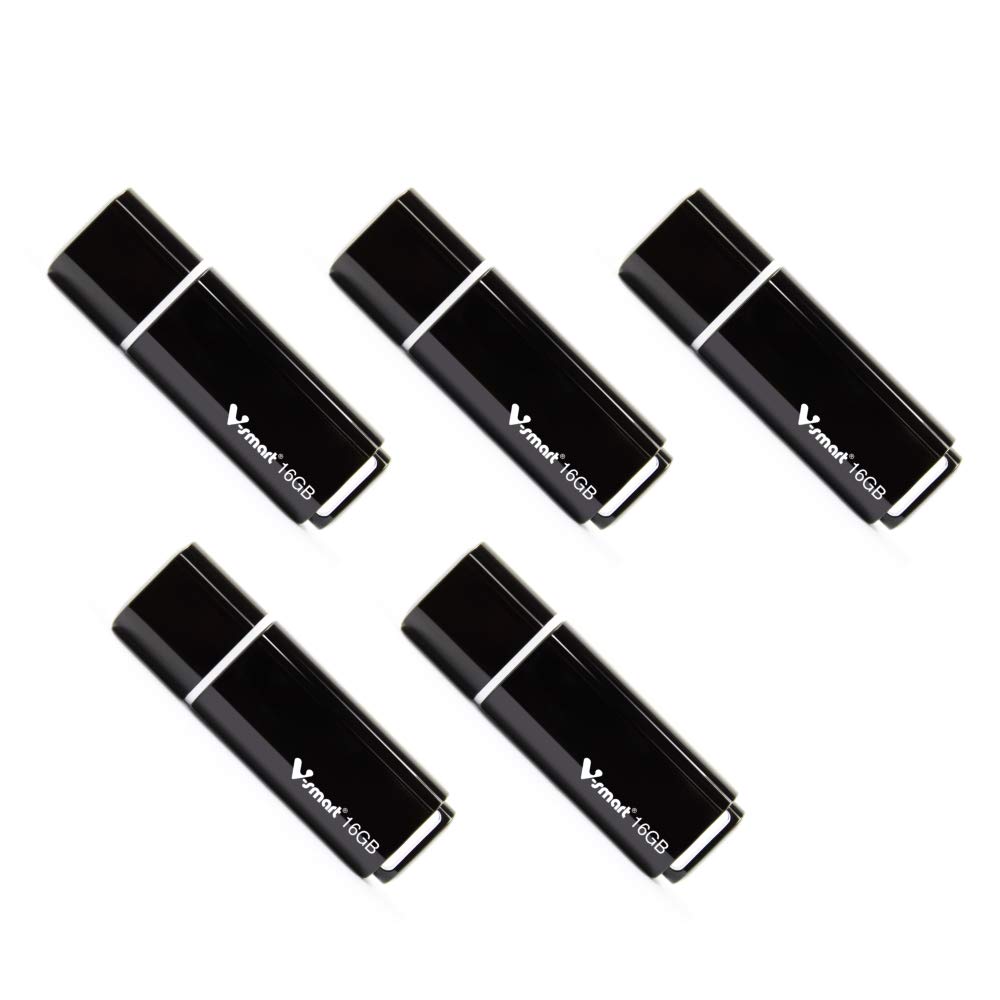 V-SMART Bundle Pack Plastic Case USB Memory Flash,USB 2.0 USB Flash Drive4GB-32GB(VS123) 16GB - 5 PK 16GB VS123-16GB-BLACK