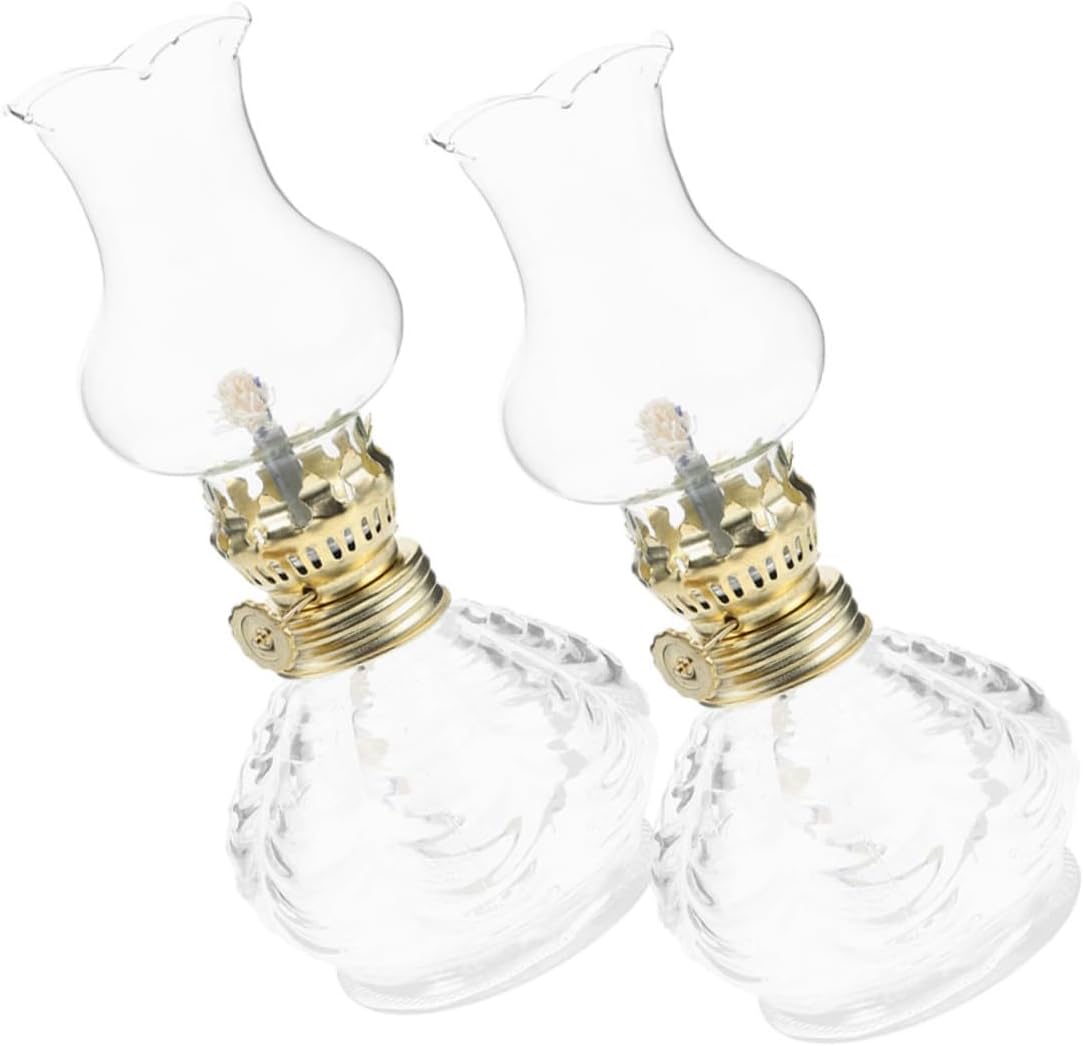 Cabilock 2pcs Vintage Hurricane Oil Lamp Decorative Kerosene Lantern for Home Tabletop Use Stylish Emergency Lighting with Timeless Appeal for Living Room and Bedroom Decor