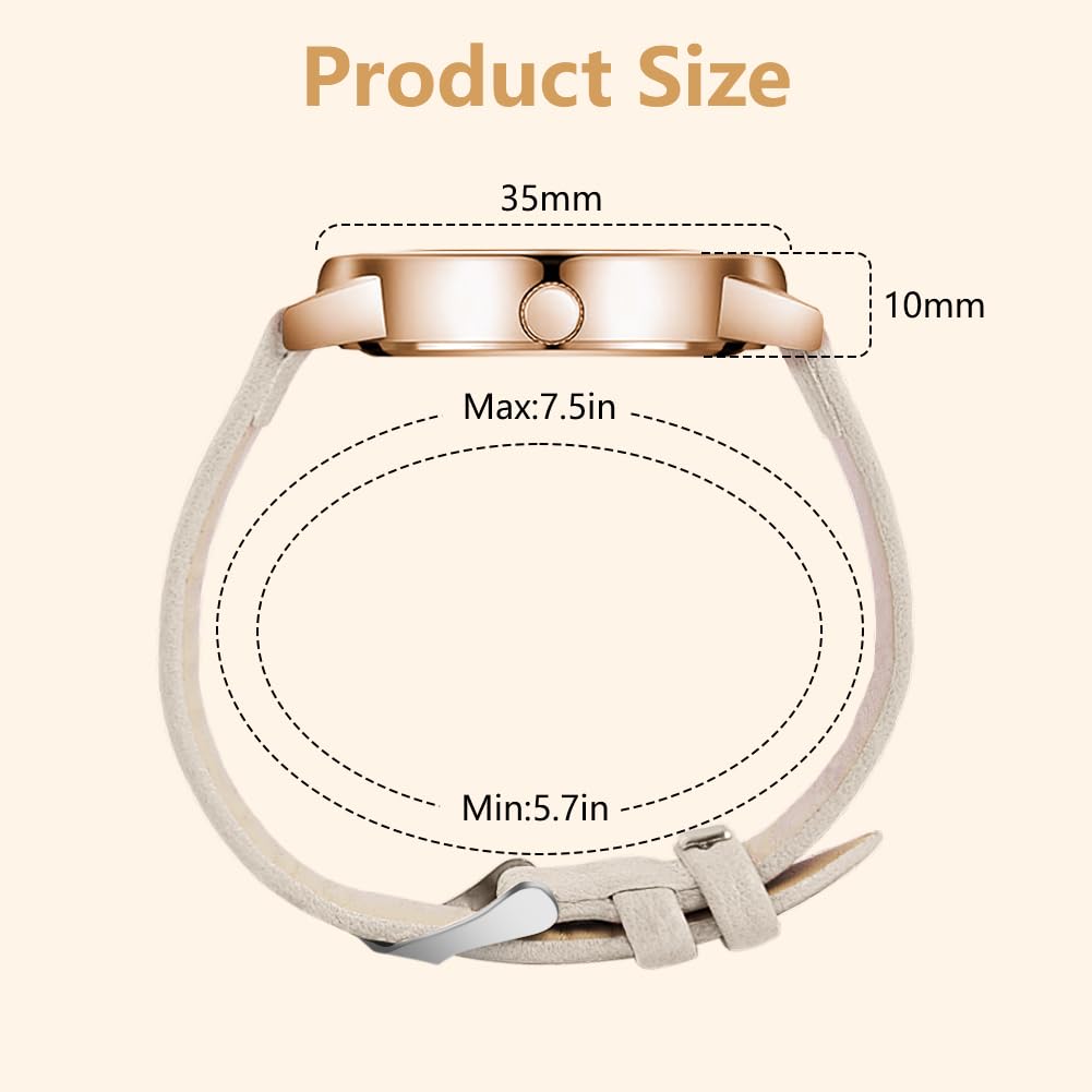 OFFCUP Reloj de Cuero para Mujer, Reloj de Analógico Cuarzo con Esfera Blanco, Reloj Mujer de 3 manecillas, Reloj de Pulsera Informal de Moda Premium para Mujeres Damas y Niñas