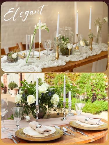 Image of Funtery 48 Pcs Flameless LED Taper Candles Battery Operated Candles Bulk Realistic LED Candlesticks Flickering for Wedding Church Party Home Decor(White,11 Inch,Romantic Style)