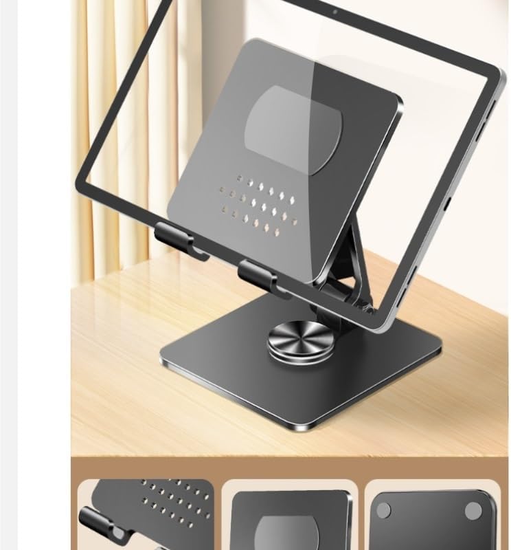 Black Book Stand 360° Rotation Lifting Lowering Reading Rack Carbon Steel Silicone Holder