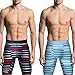 VIDI Fashion Stripe Sporting Boxer Shorts Men's Long Leg Printing Underwear Big U Convex Pouch Underpants Breathable