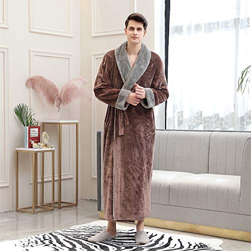 BIFINI Men/Women Luxurious Plush Lined Flannel Bath Robe2