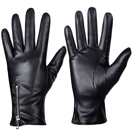 Winter Leather Gloves for Women, Touchscreen Texting Warm Driving Gloves by Dsane