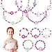 10 Piezas Collares Niña，Pulseras Nina，Collar de Princesa，Joyas Niña，Princesa Joyería，Colorida Juego De Joyas De Madera para Niños Elásticas,para Cumpleaños Regalo, Fiestas, Disfraces, Accesorios