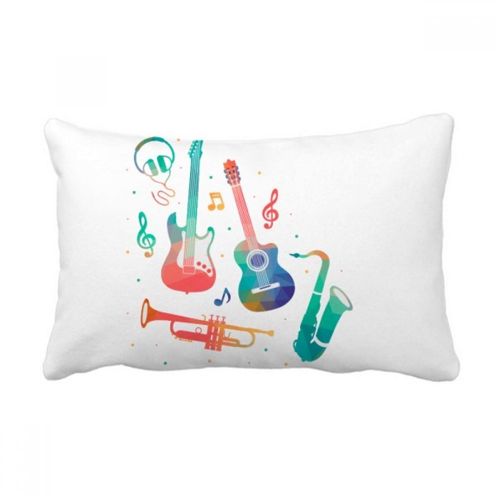 Oreiller lombaire musique vert rose avec housse et insert de déco