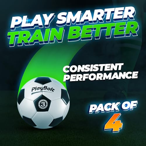 image for PlayBolt Soccer Ball Size 3 - Premium PVC Leather Cover - Youth Soccer