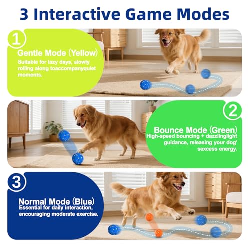 Balle interactive chien bleu : jouet d'occupation autonome et rechargeable - 4