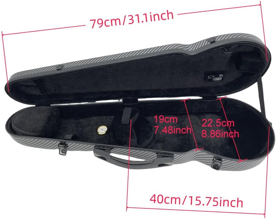 Yinfente 4/4 violin case mxied carbon fiber violin box white black thick padding triangle shape Strong light violin cases (black)