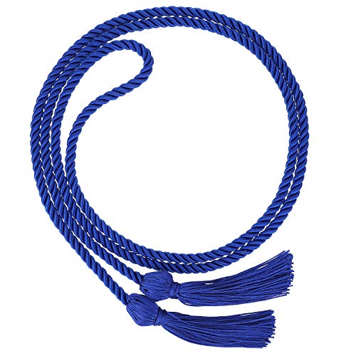 Image of TecUnite Graduation Cords Honor 2026 Polyester Yarn Decorative 67 inch Long Garland Twist Ties with Tassels for Bachelor Gown Graduation(Blue)