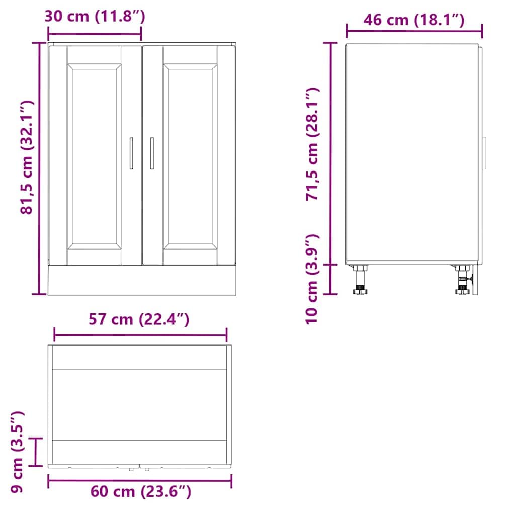 vidaXL Armoire de Cuisine Porto chêne Artisanal Bois d ingénierie