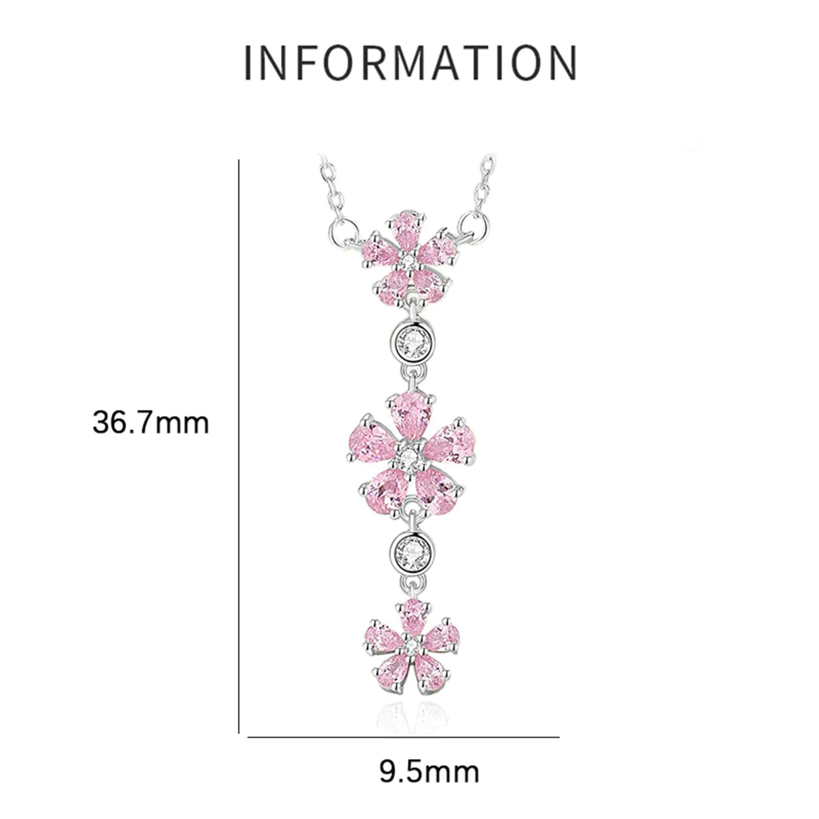 Collar con colgante para mujer de oro blanco 750 585 375, colgante de flores con zafiro rosa y diamante, cadena de oro blanco, 45 cm, sin níquel