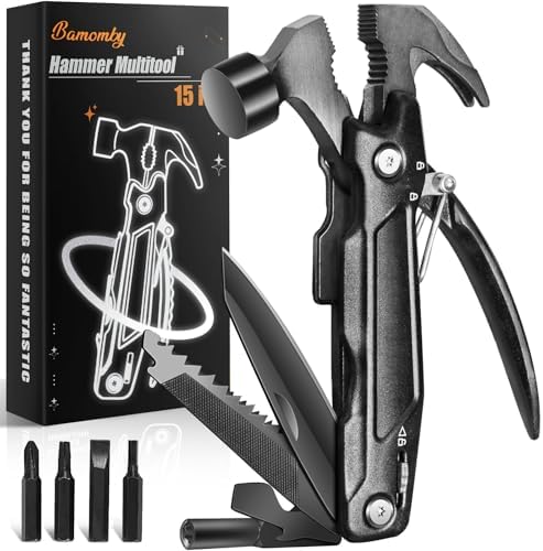 Stocking Stuffers for Men, Hammer Multitool 15 in 1, Christmas Gifts Men, White Elephant Birthday Gifts for Adults Dad Husband Boyfriend, Christmas Camping Accessories Survival Gear Cool Gadgets