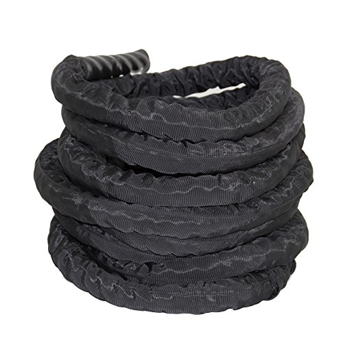 POWRX Battle Rope met dekking incl. workout I Ø 38 of 50 mm I trainingstouw slag touw voor fitness krachttraining I verschillende lengtes I wandmontage optioneel Lengte I muurbevestiging optioneel
