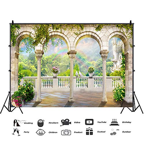 Fondo fotográfico 8x6 ft puerta arco jardín boda miniatura 3