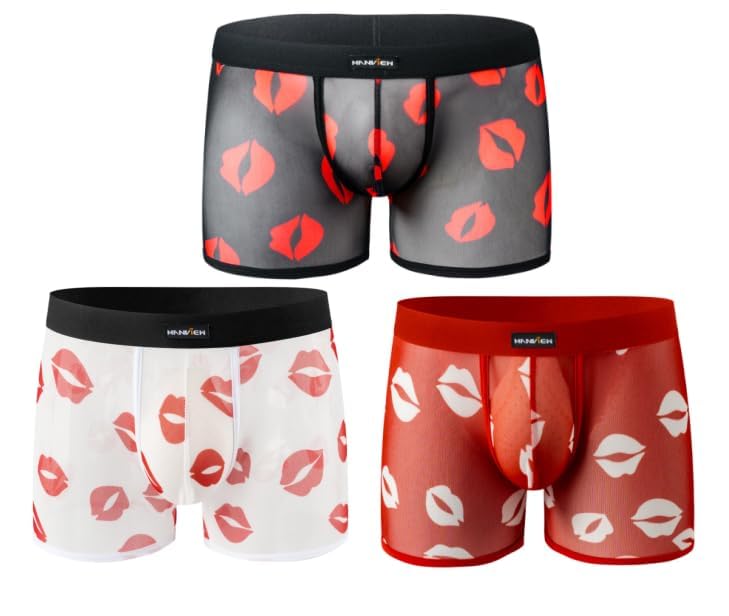 Digital print men's triangular mesh mens underwear of pack3 High Waist Design Multicolor