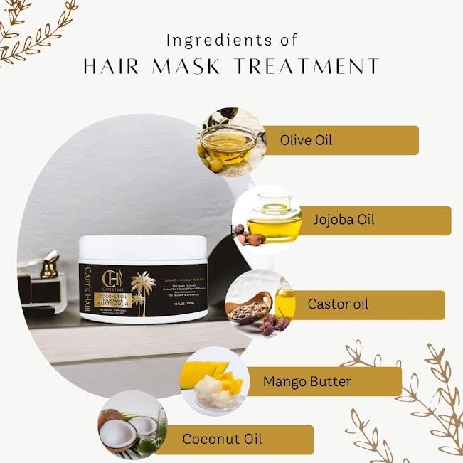 Coconut Oil Hair Mask - Deep Hair Conditioner for Intense Hydration, Dry and Damaged Hair Repair, Deep Moisturizing Oil Hair Mask Treatment with Shea Butter and Mango Butter - (300ml) - Image 2