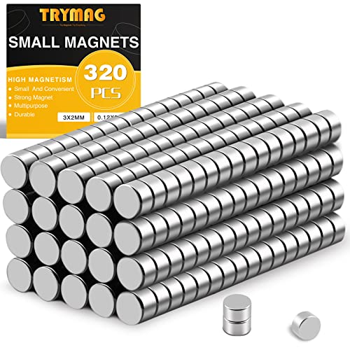 TRYMAG Magnets, 320Pcs Tiny Magnets Mini Magnets Small Round Magnets for Crafts, Small Refrigerator Magnets for DIY, Whiteboard and Fridge Magnets - Come with a Storage Case