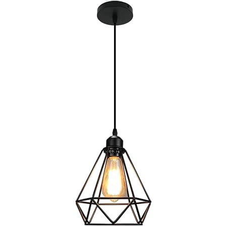 Lampada A Sospensione In Ferro A Gabbia, Stile Vintage, Colore Nero, 10x10x15 Cm, Per Caffè, Bar E Ristoranti