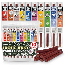 Jerky-n-Spice Wild Game Exotic Meat Sticks (10-Pack) | Ultimate Beef