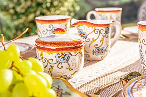 100 North GCA International Inc. Festive and Functional Holiday Table Décor 5 x 3.5 Inch Ceramic Creamer Server Pitcher, Royal Blue, Red, and Black, Nutcracker