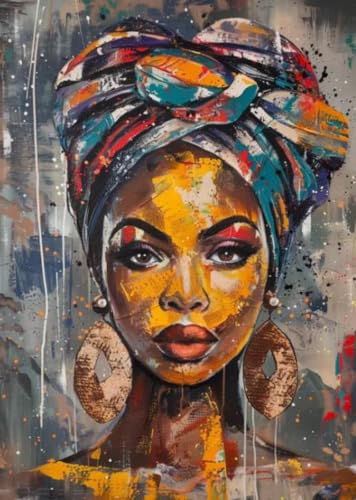 Affiche femme noire africaine vintage Baibexing toile A2 50x70cm sans cadre décoration salon
