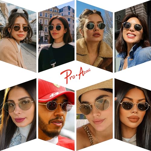 Pro Acme Retro Oval Sunglasses Glass Lens, Small Metal Frame Trendy 90s Sun Glasses for Women Men2