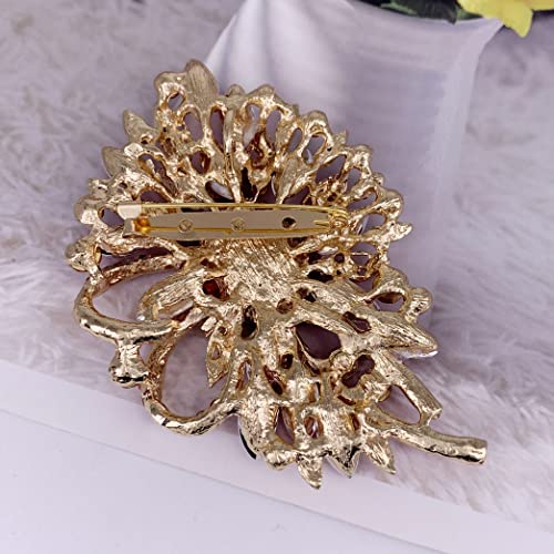 Image of SELOVO Big Large Flower Bow Brooch Scarf Decoration Brooch Pin Gold Tone