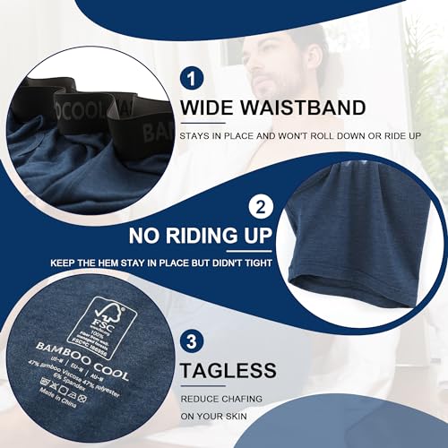 Image of BAMBOO COOL Men's Underwear Breathable Boxer Briefs with Fly Moisture-Wicking Lightweight Underwear 7-Pack