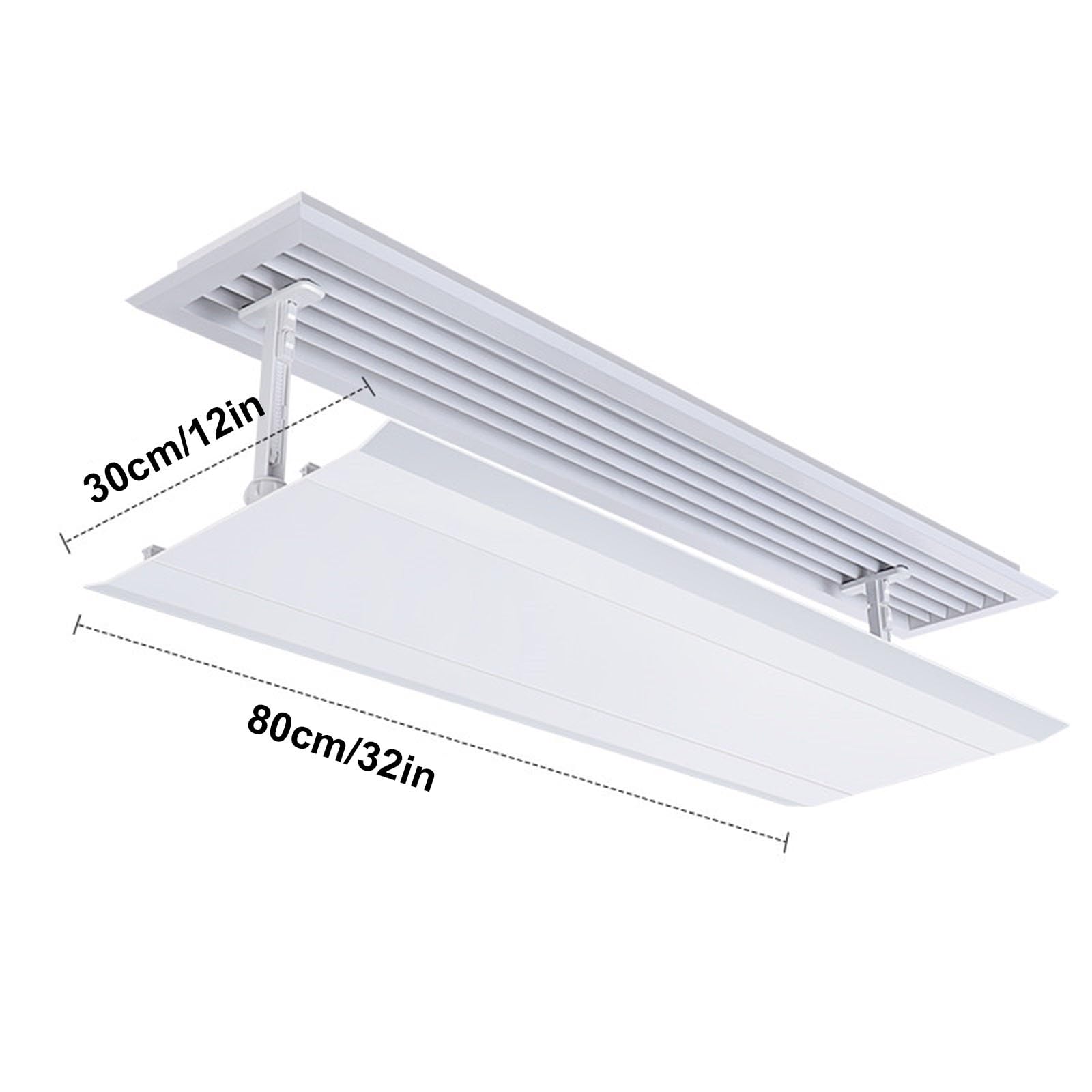 Deflettori Condizionatore, Deflettore per Bocchette a Soffitto, Facile da Installare, Materiale ABS Ispessito, per Uscita Aria Superiore(80x30cm/32x12in)