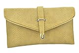 Eye Catch - Damen Clutch Designer Style Tierhaut Kunstleder Handtasche khaki