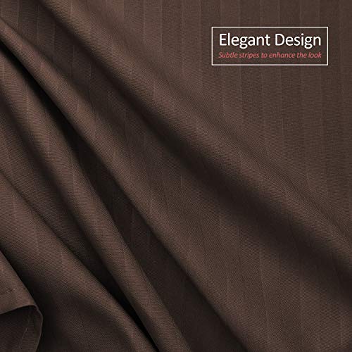 Image of Nestl Full Size Bed Skirt - Damask Dobby Stripe Wrap Around Bed Skirt Full Size - Double Brushed Microfiber 14 in Tailored Drop Pleated Bed Ruffle with Bed Skirt Pins - Brown