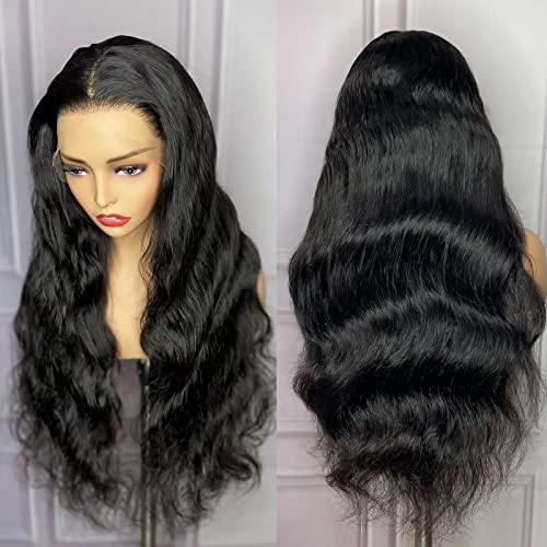 13X6 Body Wave HD Lace Front Human Hair Wigs with Baby Hair for Black Women Pre Plucked Brazilian Virgin Wavy Curly Wig 220% Density Natural Color 14 Inch