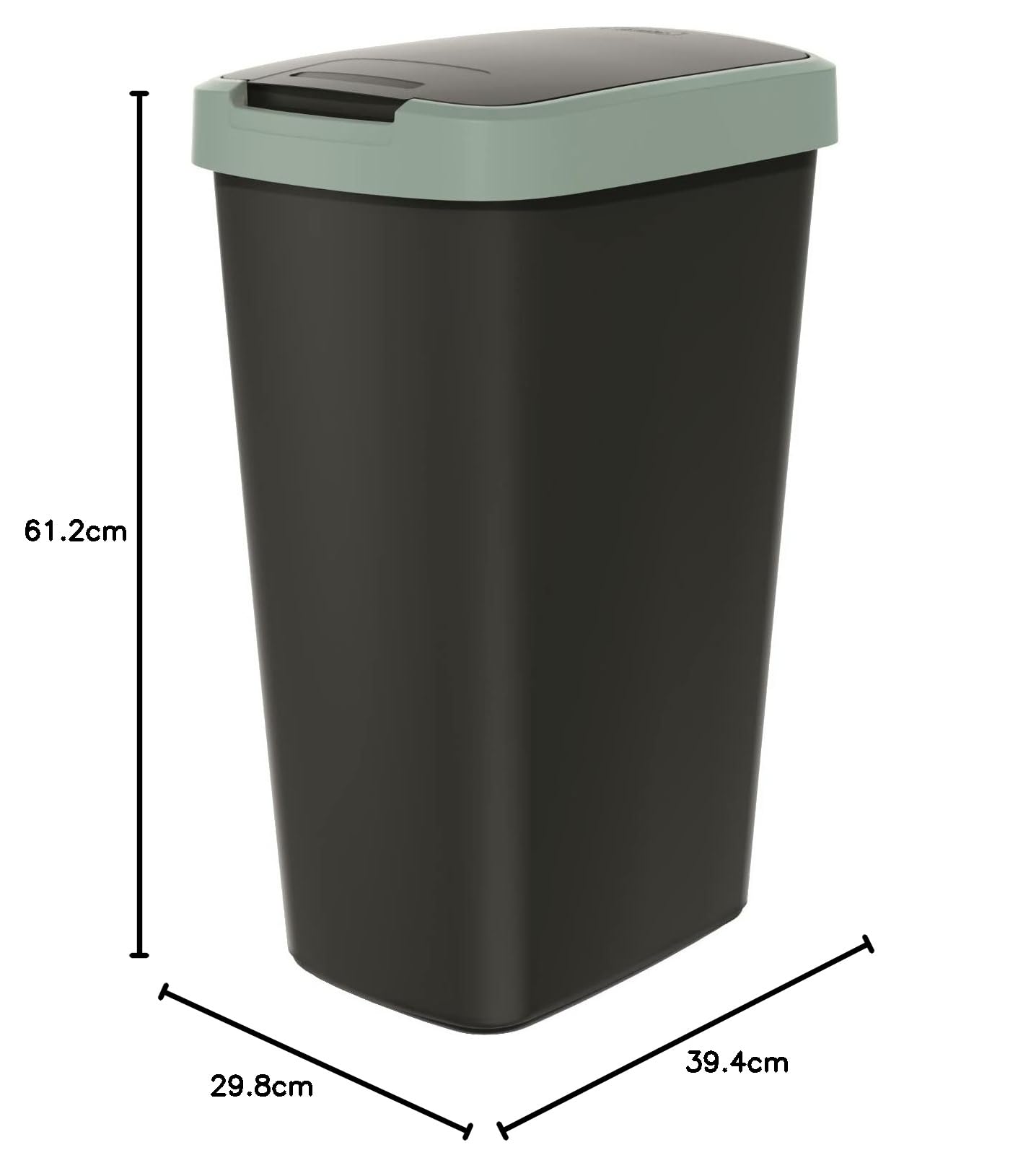 Keden Compacta Q - Pattumiera con coperchio basculante e pieghevole, 45 l, in plastica, per la raccolta dei rifiuti (nero/verde chiaro)
