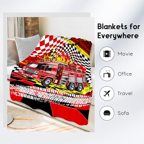 Boys Blanket, Fire Truck Blanket for Boys, Car Gifts for Kids, Warm Fleece Throw for Couch & Sofa, 40"x50"